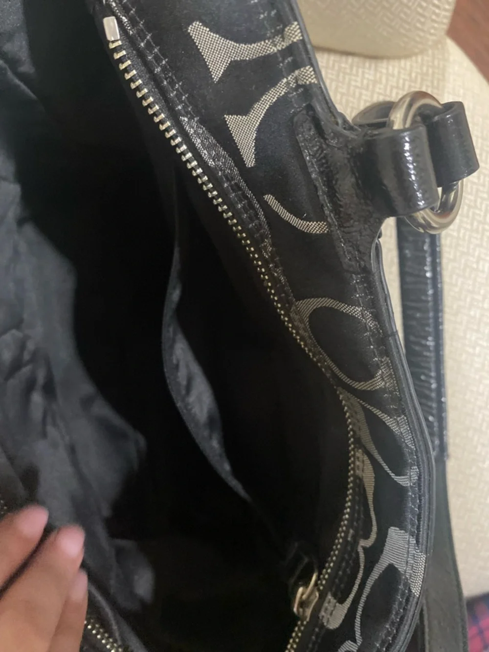 Coach Black and Silver Signature Logo Tote - Picture 9 of 14